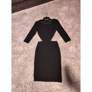 LULUS Garden Bliss Black Long Sleeve Cutout Mini Dress Size Small